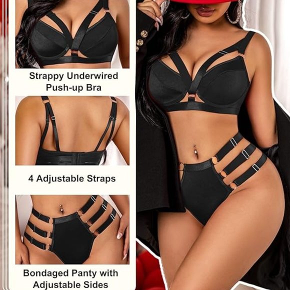 Underwired Push Up Bra and Panty Set Two Piece Lingerie - Picture 2 of 5